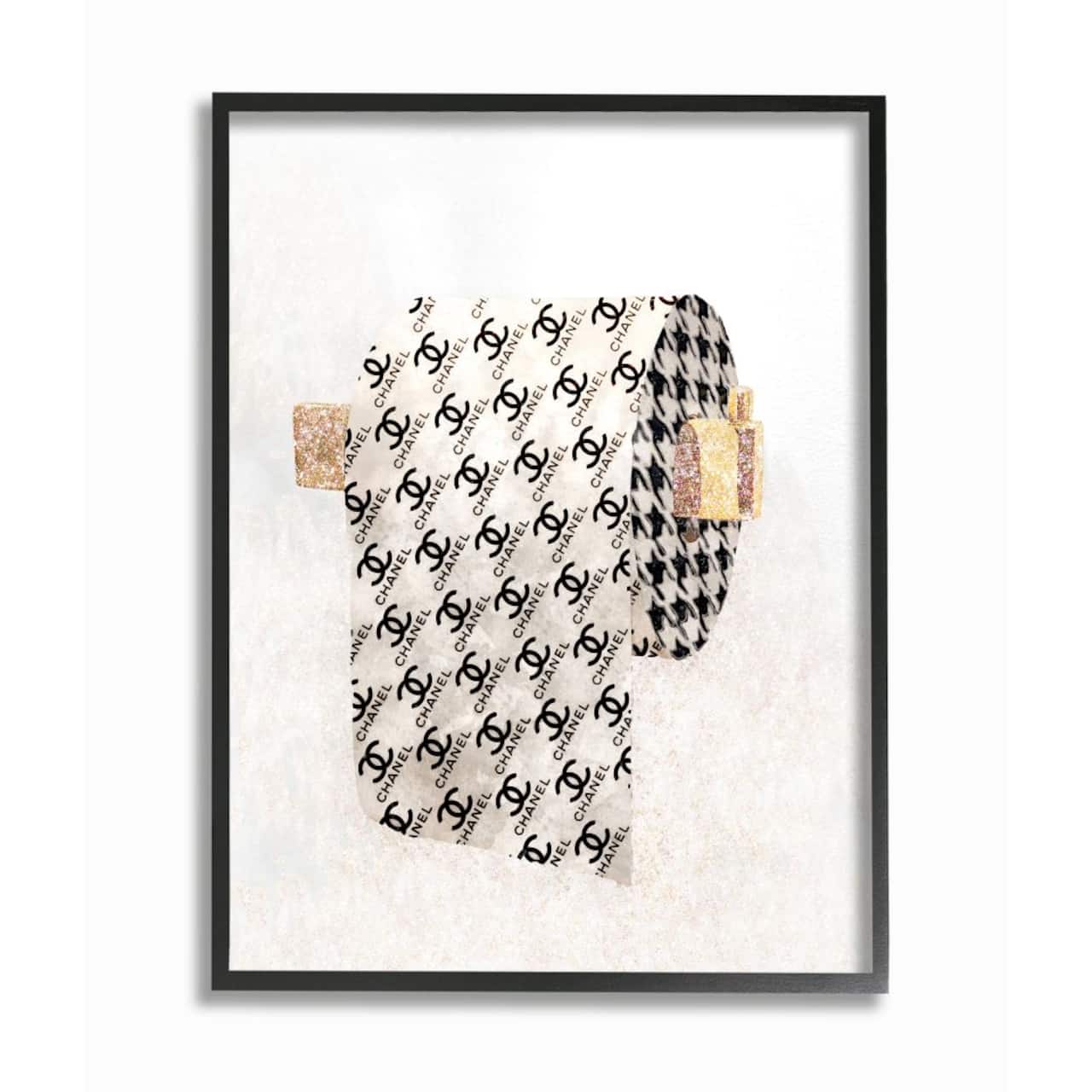 Stupell Industries Fashion Glam Toilet Paper Designer Detailing Framed Wall Art
